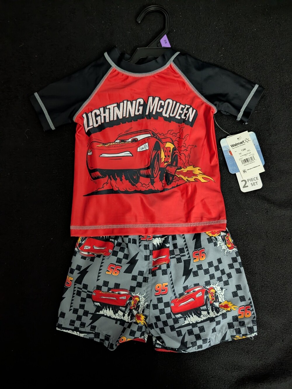 Kids' Red & Black Rash Guard Swim Set
